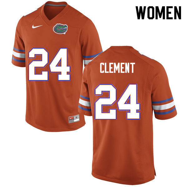 Women #24 Iverson Clement Florida Gators College Football Jerseys Sale-Orange - Click Image to Close